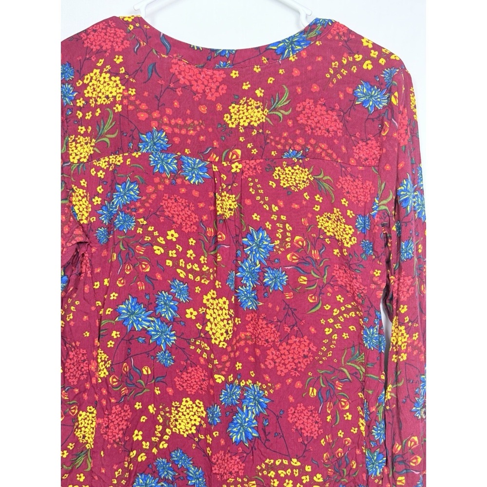 Maeve Anthropologie Blouse Womens M Pink Floral Boho Viscose Button Peasant Top - Picture 8 of 13